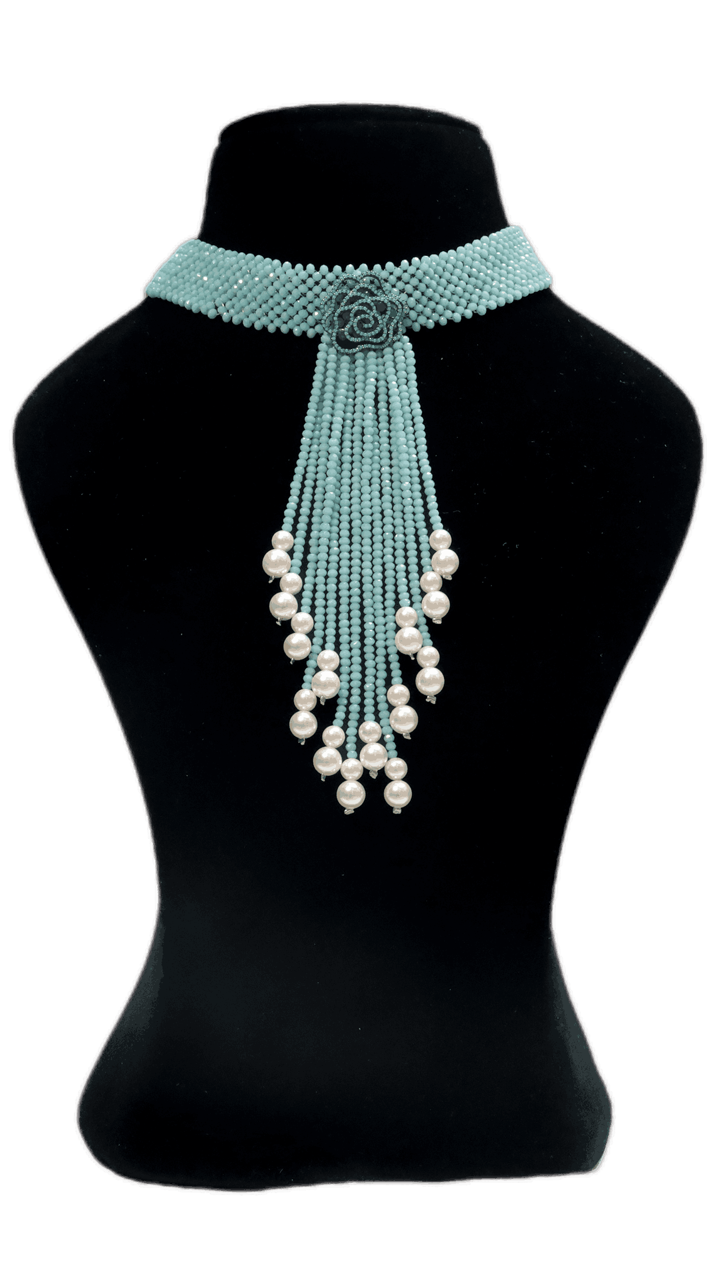 Teal Bloom Pearl Choker
